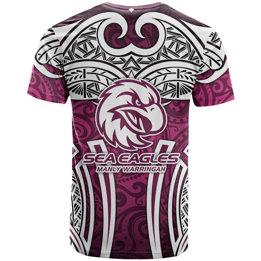 Manly Warringah Sea Eagles Rugby T Shirt Polynesian Tribal Eagle Warrior Maroon Pattern