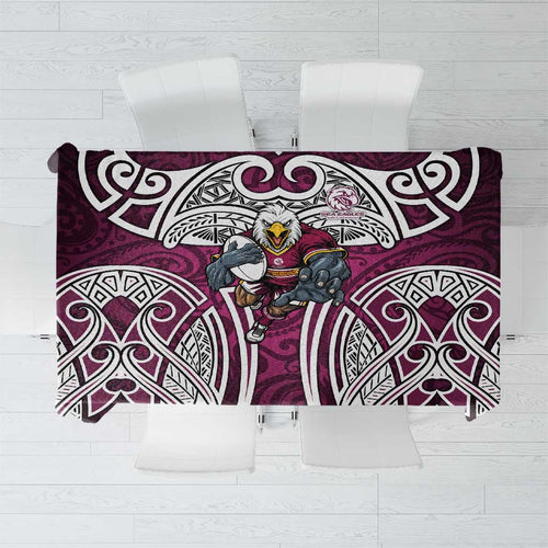 Manly Warringah Sea Eagles Rugby Tablecloth Polynesian Tribal Eagle Warrior Maroon Pattern