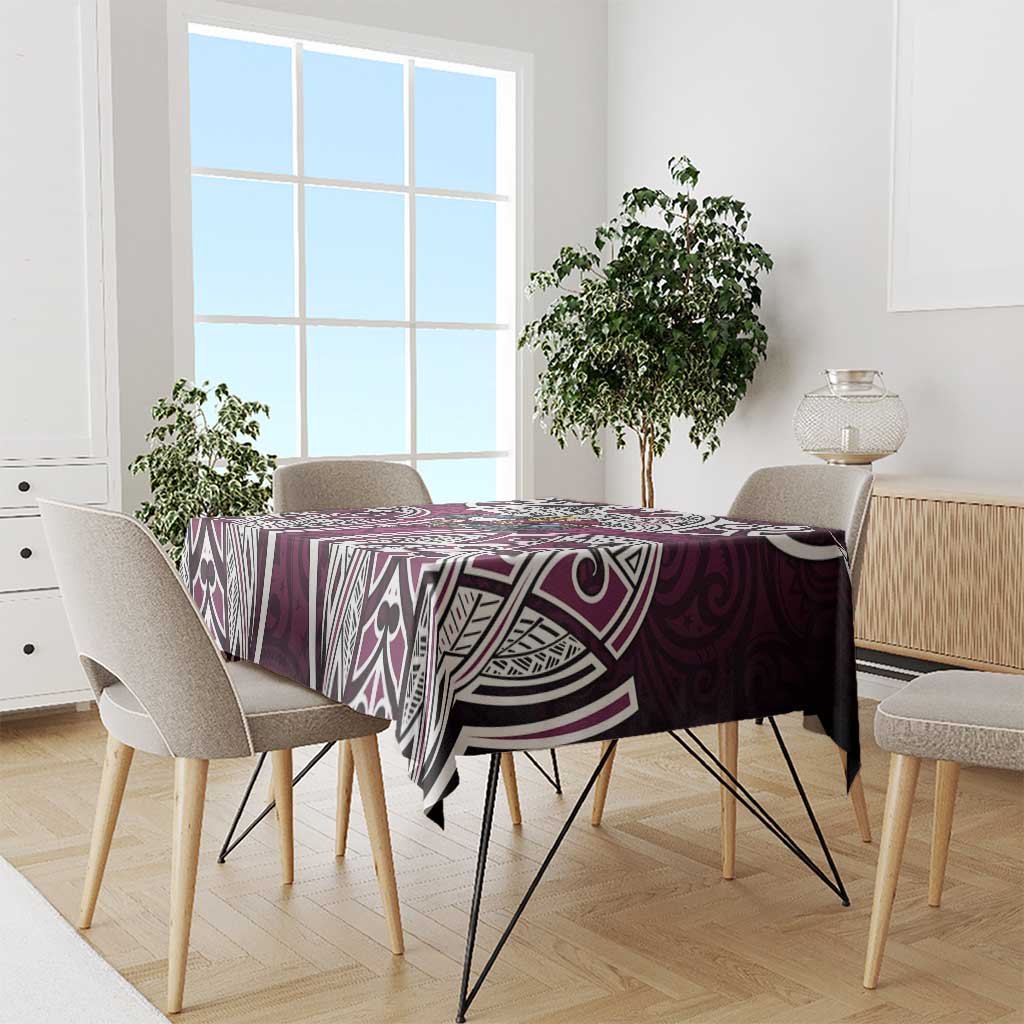 Manly Warringah Sea Eagles Rugby Tablecloth Polynesian Tribal Eagle Warrior Maroon Pattern