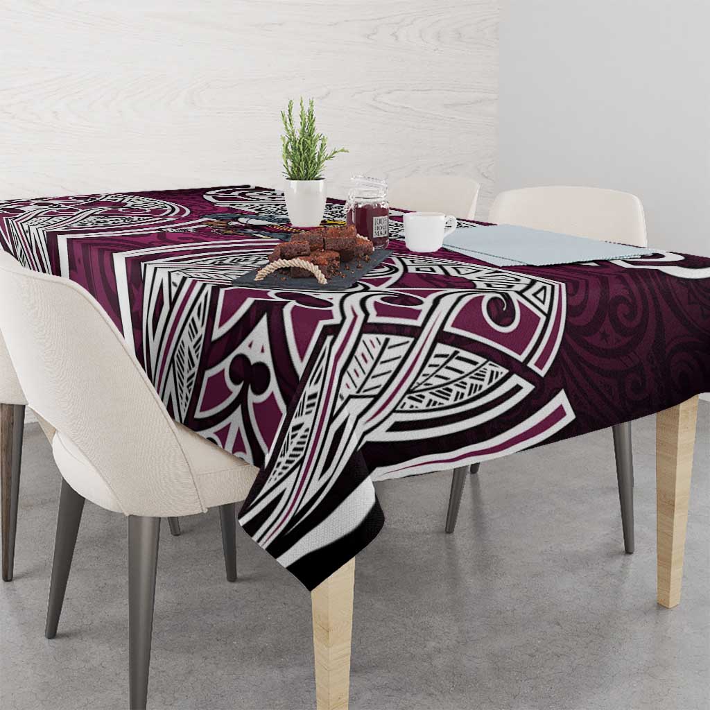 Manly Warringah Sea Eagles Rugby Tablecloth Polynesian Tribal Eagle Warrior Maroon Pattern