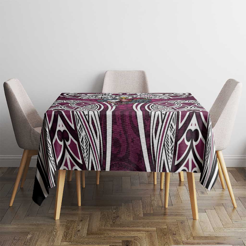 Manly Warringah Sea Eagles Rugby Tablecloth Polynesian Tribal Eagle Warrior Maroon Pattern