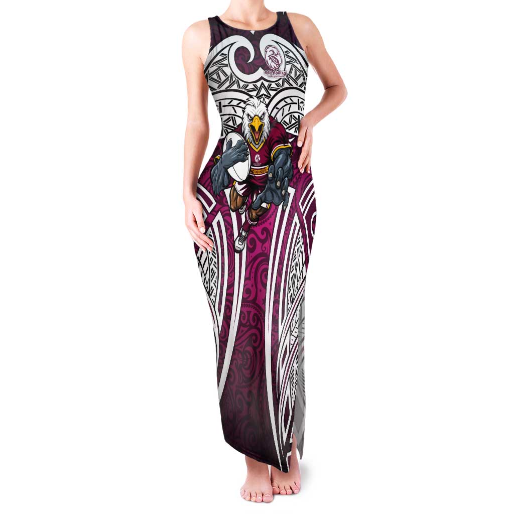 Manly Warringah Sea Eagles Rugby Tank Maxi Dress Polynesian Tribal Eagle Warrior Maroon Pattern