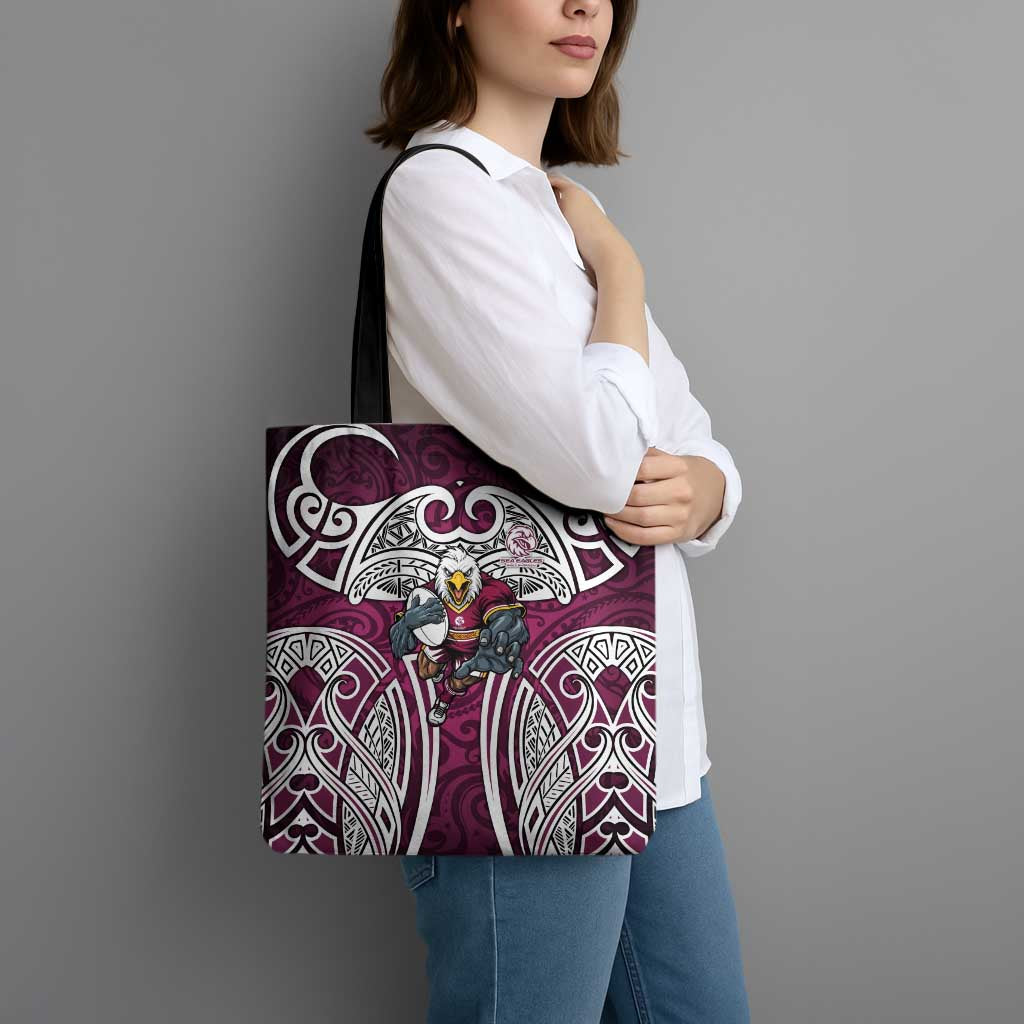 Manly Warringah Sea Eagles Rugby Tote Bag Polynesian Tribal Eagle Warrior Maroon Pattern