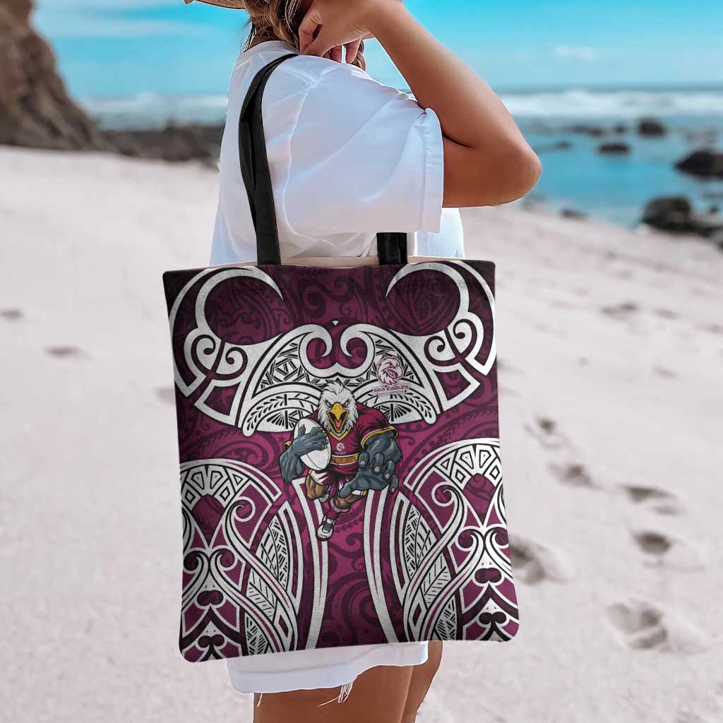 Manly Warringah Sea Eagles Rugby Tote Bag Polynesian Tribal Eagle Warrior Maroon Pattern