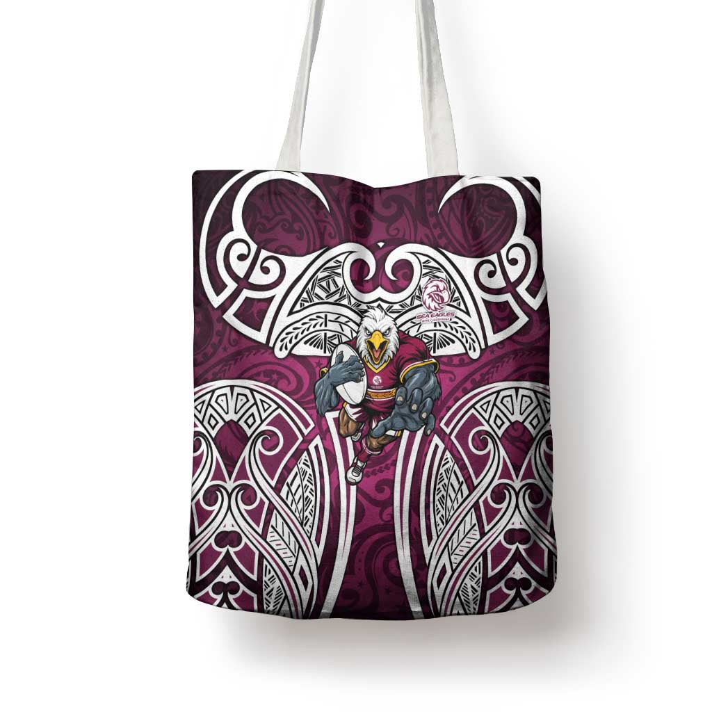 Manly Warringah Sea Eagles Rugby Tote Bag Polynesian Tribal Eagle Warrior Maroon Pattern