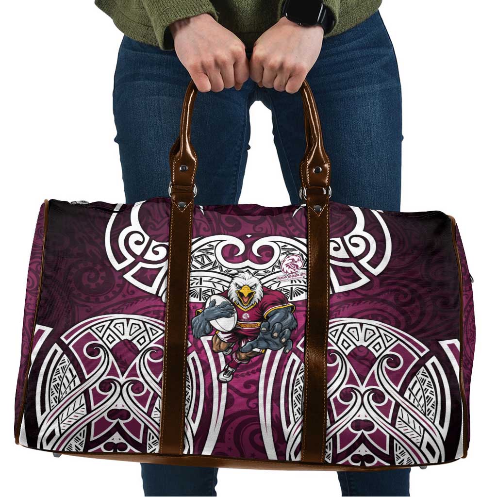 Manly Warringah Sea Eagles Rugby Travel Bag Polynesian Tribal Eagle Warrior Maroon Pattern