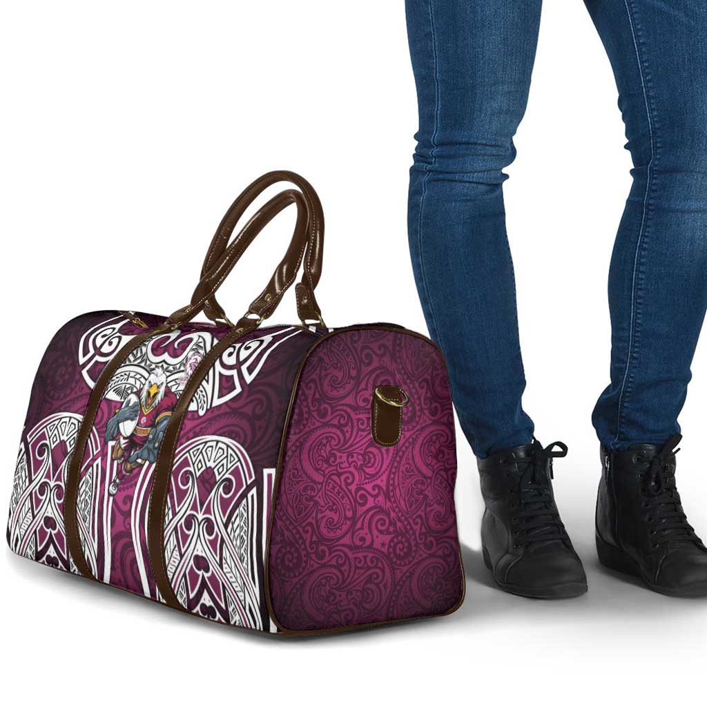 Manly Warringah Sea Eagles Rugby Travel Bag Polynesian Tribal Eagle Warrior Maroon Pattern