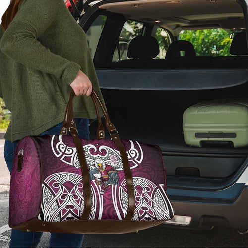 Manly Warringah Sea Eagles Rugby Travel Bag Polynesian Tribal Eagle Warrior Maroon Pattern