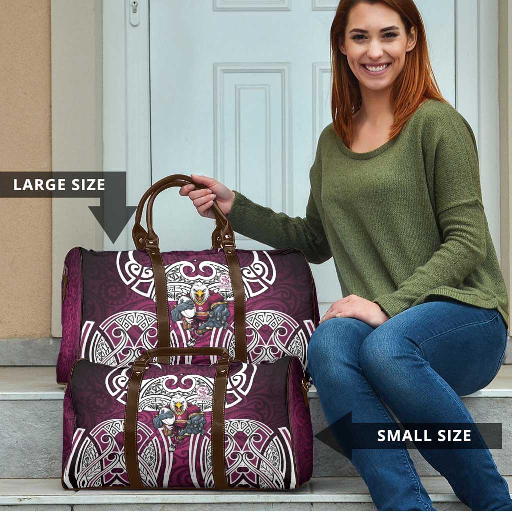 Manly Warringah Sea Eagles Rugby Travel Bag Polynesian Tribal Eagle Warrior Maroon Pattern