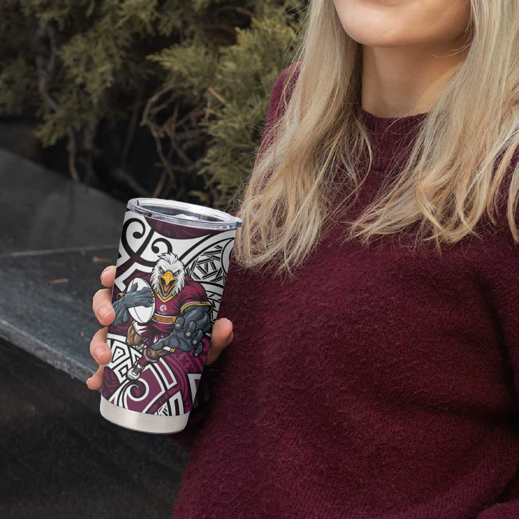Manly Warringah Sea Eagles Rugby Tumbler Cup Polynesian Tribal Eagle Warrior Maroon Pattern