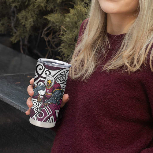 Manly Warringah Sea Eagles Rugby Tumbler Cup Polynesian Tribal Eagle Warrior Maroon Pattern
