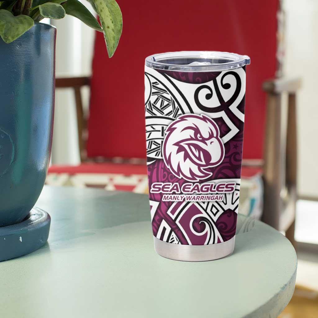 Manly Warringah Sea Eagles Rugby Tumbler Cup Polynesian Tribal Eagle Warrior Maroon Pattern