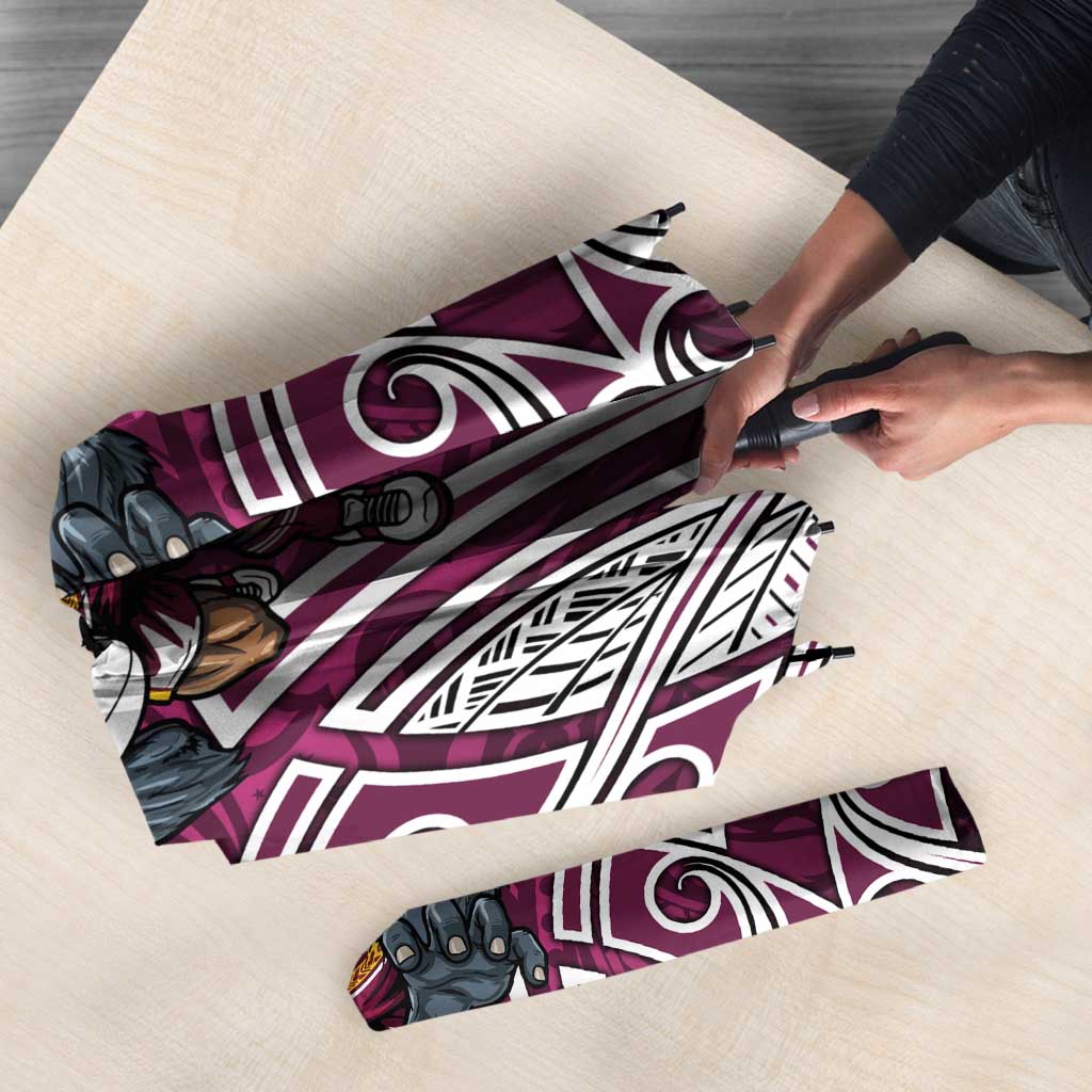 Manly Warringah Sea Eagles Rugby Umbrella Polynesian Tribal Eagle Warrior Maroon Pattern