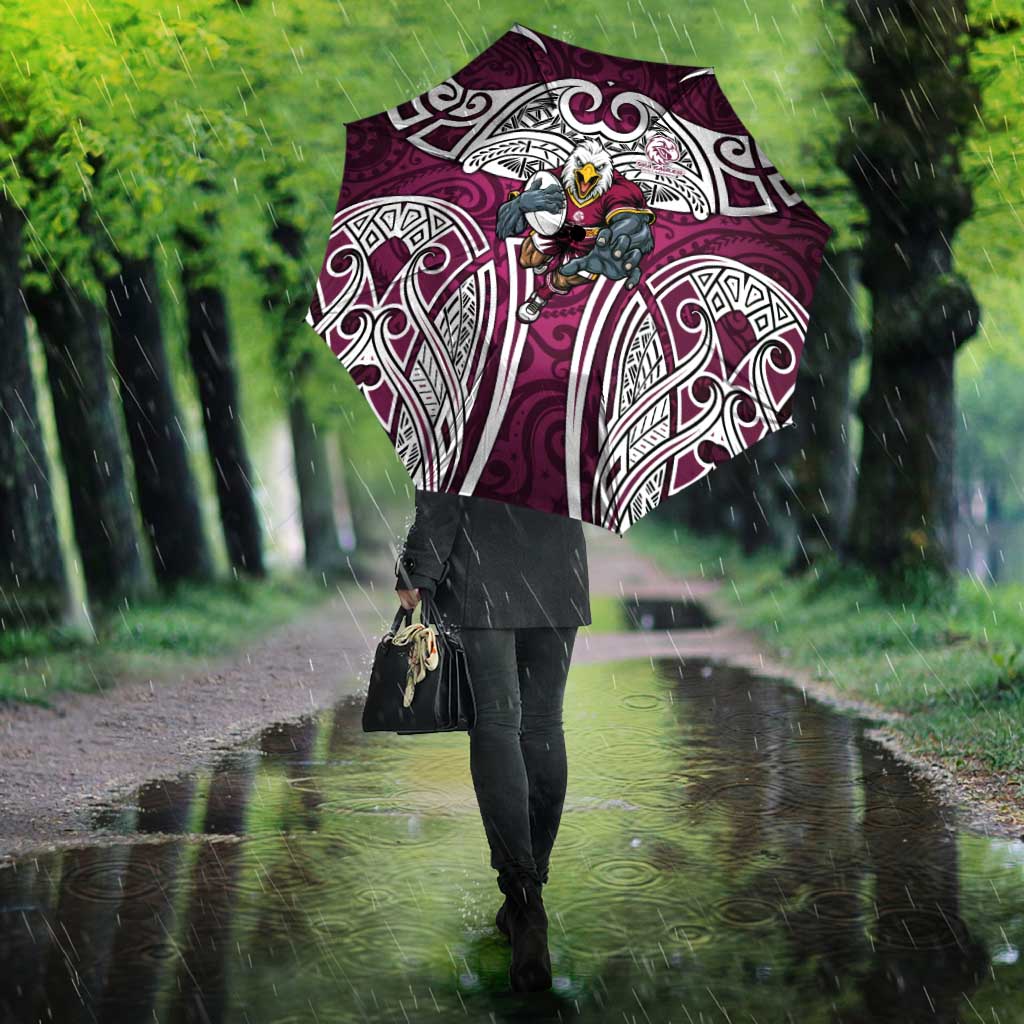 Manly Warringah Sea Eagles Rugby Umbrella Polynesian Tribal Eagle Warrior Maroon Pattern