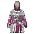 Manly Warringah Sea Eagles Rugby Wearable Blanket Hoodie Polynesian Tribal Eagle Warrior Maroon Pattern
