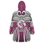 Manly Warringah Sea Eagles Rugby Wearable Blanket Hoodie Polynesian Tribal Eagle Warrior Maroon Pattern