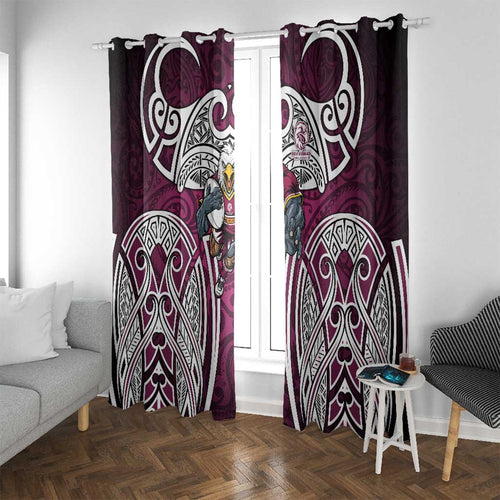 Manly Warringah Sea Eagles Rugby Window Curtain Polynesian Tribal Eagle Warrior Maroon Pattern