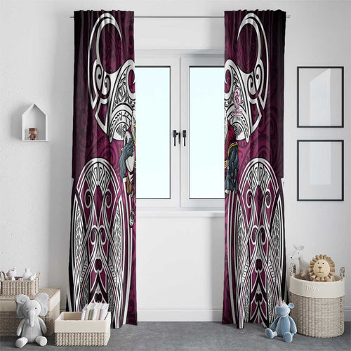 Manly Warringah Sea Eagles Rugby Window Curtain Polynesian Tribal Eagle Warrior Maroon Pattern