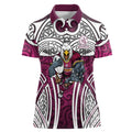 Manly Warringah Sea Eagles Rugby Women Polo Shirt Polynesian Tribal Eagle Warrior Maroon Pattern