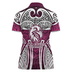 Manly Warringah Sea Eagles Rugby Women Polo Shirt Polynesian Tribal Eagle Warrior Maroon Pattern