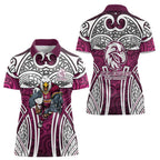 Manly Warringah Sea Eagles Rugby Women Polo Shirt Polynesian Tribal Eagle Warrior Maroon Pattern