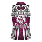 Manly Warringah Sea Eagles Rugby Women Sleeveless Polo Shirt Polynesian Tribal Eagle Warrior Maroon Pattern