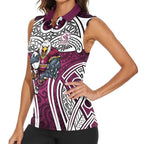 Manly Warringah Sea Eagles Rugby Women Sleeveless Polo Shirt Polynesian Tribal Eagle Warrior Maroon Pattern