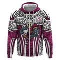 Manly Warringah Sea Eagles Rugby Zip Hoodie Polynesian Tribal Eagle Warrior Maroon Pattern