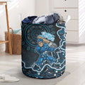 Adelaide Strikers Cricket Mascot Laundry Basket Aboriginal Dot Art Blue And Black Tribal Pattern