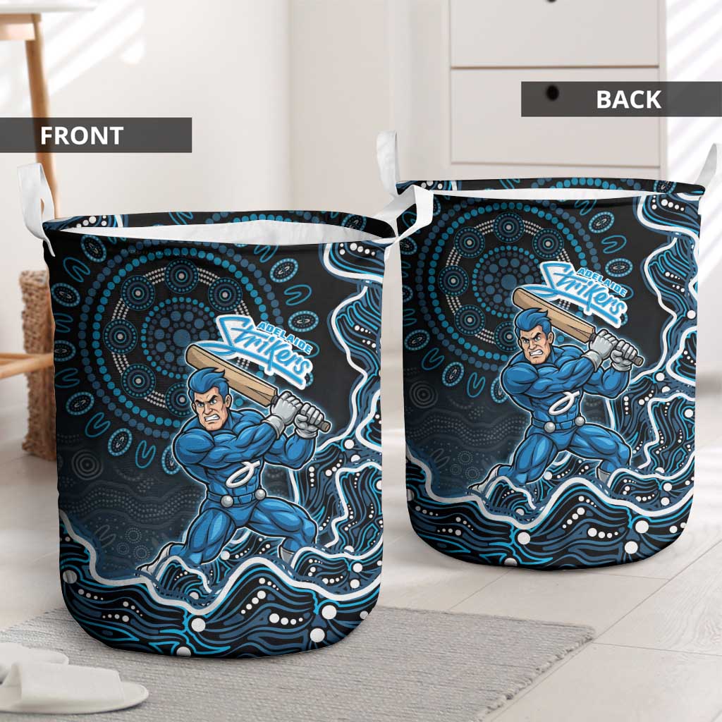 Adelaide Strikers Cricket Mascot Laundry Basket Aboriginal Dot Art Blue And Black Tribal Pattern