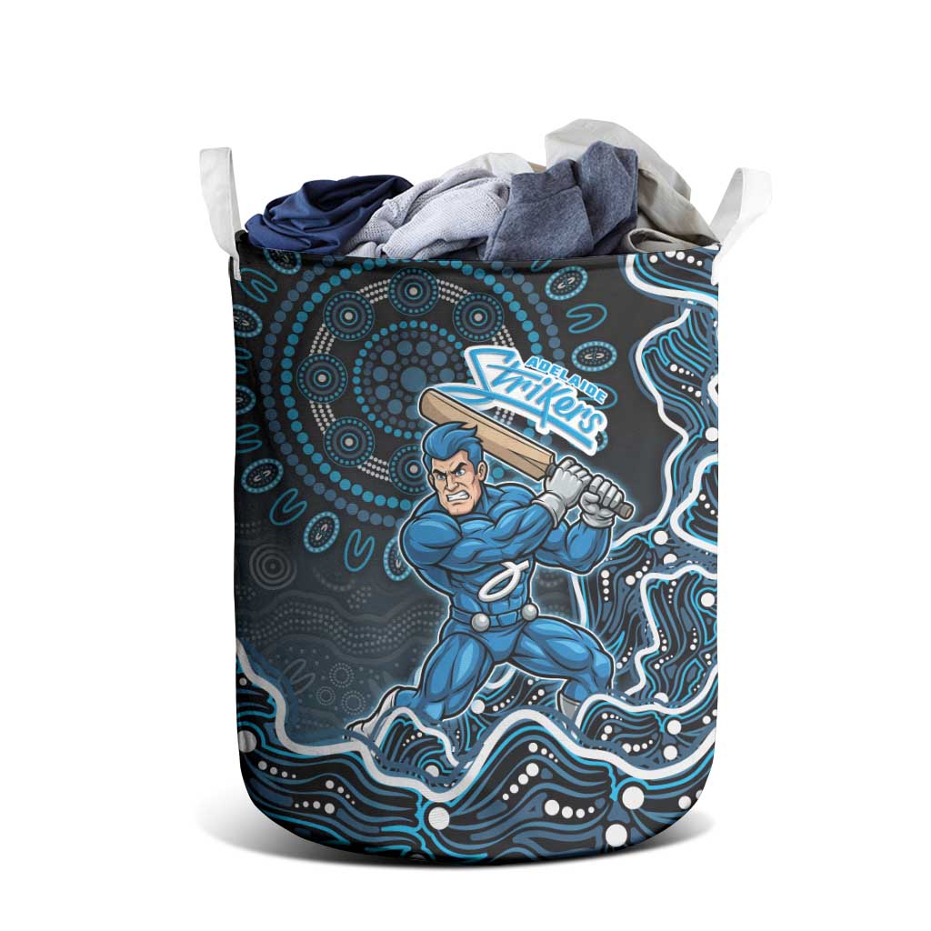 Adelaide Strikers Cricket Mascot Laundry Basket Aboriginal Dot Art Blue And Black Tribal Pattern