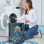 Adelaide Strikers Cricket Mascot Laundry Basket Aboriginal Dot Art Blue And Black Tribal Pattern