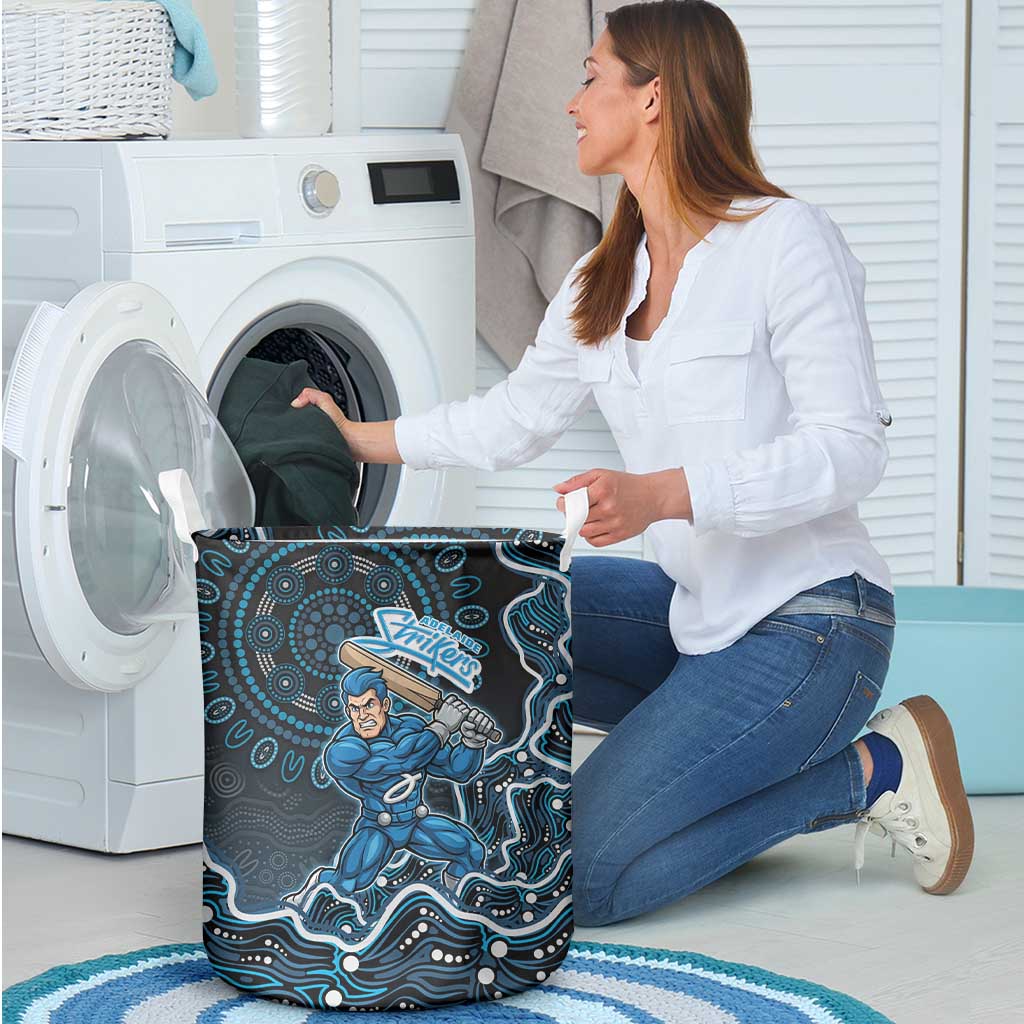 Adelaide Strikers Cricket Mascot Laundry Basket Aboriginal Dot Art Blue And Black Tribal Pattern