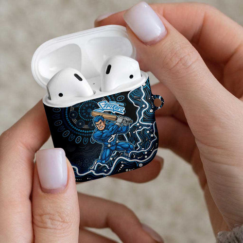 Adelaide Strikers Cricket Mascot AirPods Case Aboriginal Dot Art Blue And Black Tribal Pattern