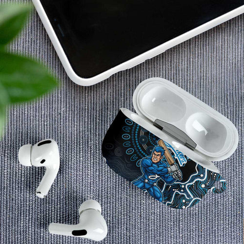 Adelaide Strikers Cricket Mascot AirPods Case Aboriginal Dot Art Blue And Black Tribal Pattern