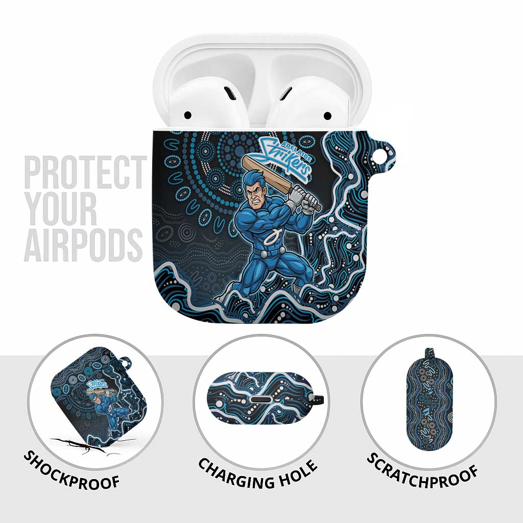 Adelaide Strikers Cricket Mascot AirPods Case Aboriginal Dot Art Blue And Black Tribal Pattern