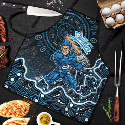 Adelaide Strikers Cricket Mascot Apron Aboriginal Dot Art Blue And Black Tribal Pattern
