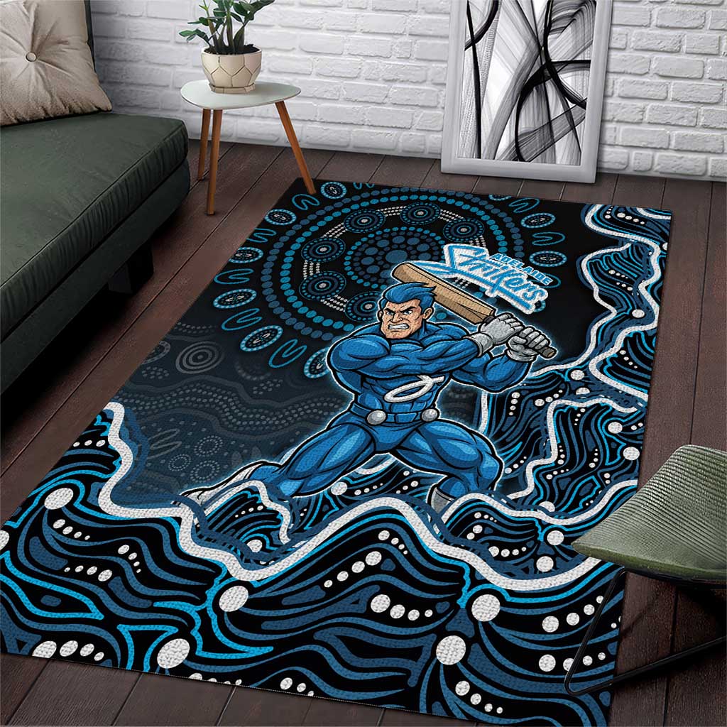 Adelaide Strikers Cricket Mascot Area Rug Aboriginal Dot Art Blue And Black Tribal Pattern