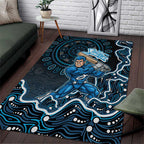 Adelaide Strikers Cricket Mascot Area Rug Aboriginal Dot Art Blue And Black Tribal Pattern