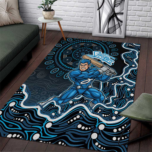 Adelaide Strikers Cricket Mascot Area Rug Aboriginal Dot Art Blue And Black Tribal Pattern
