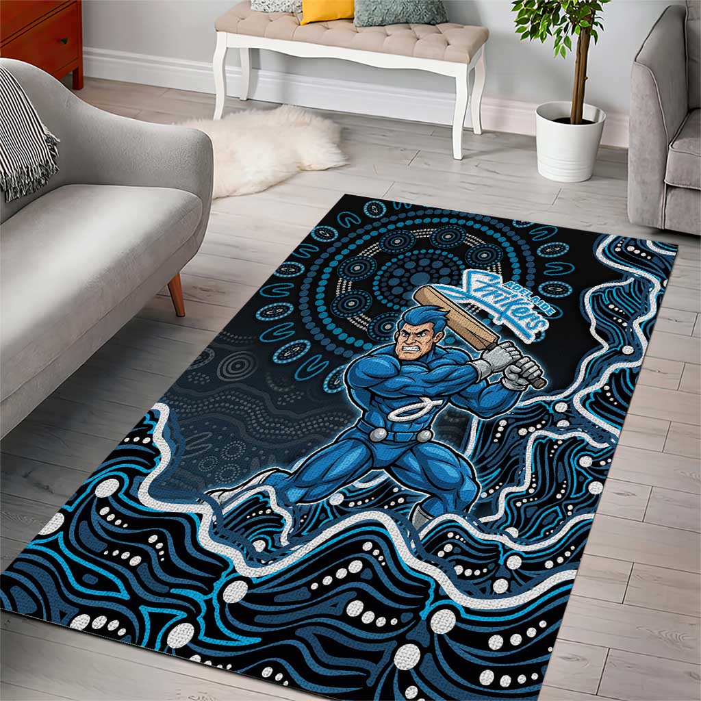 Adelaide Strikers Cricket Mascot Area Rug Aboriginal Dot Art Blue And Black Tribal Pattern