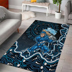 Adelaide Strikers Cricket Mascot Area Rug Aboriginal Dot Art Blue And Black Tribal Pattern