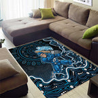 Adelaide Strikers Cricket Mascot Area Rug Aboriginal Dot Art Blue And Black Tribal Pattern