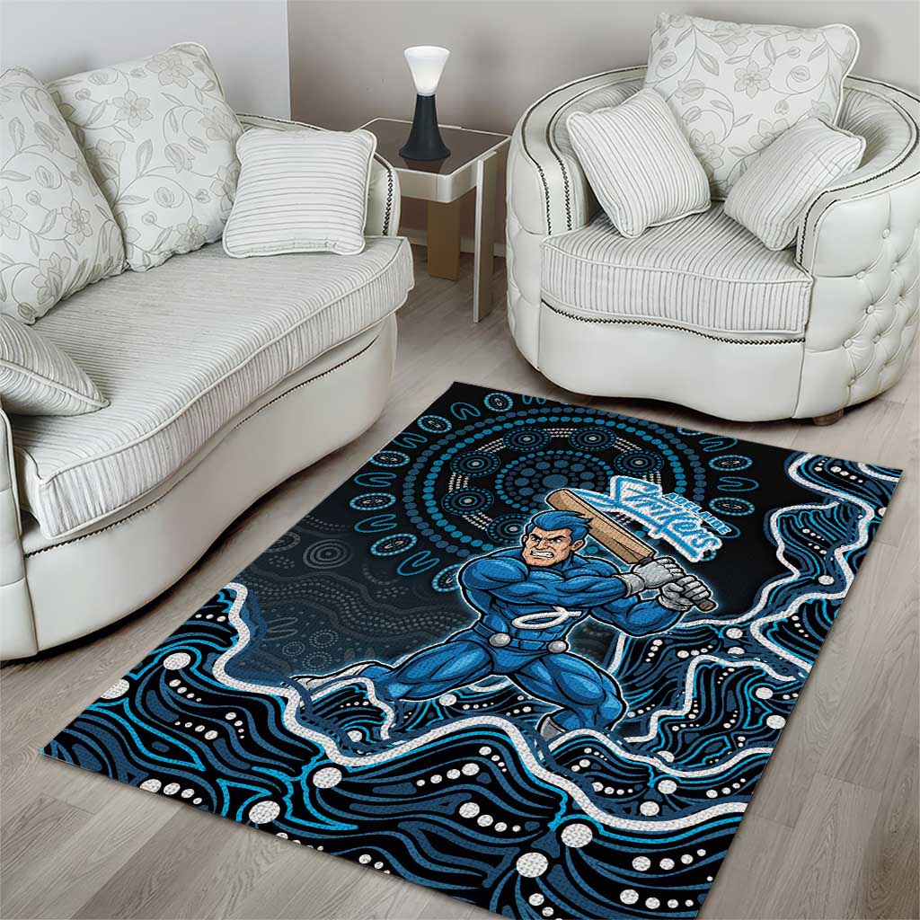 Adelaide Strikers Cricket Mascot Area Rug Aboriginal Dot Art Blue And Black Tribal Pattern
