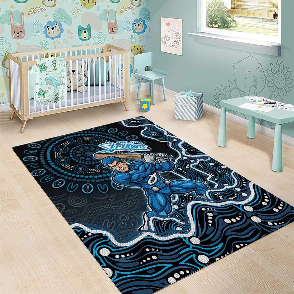 Adelaide Strikers Cricket Mascot Area Rug Aboriginal Dot Art Blue And Black Tribal Pattern