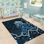Adelaide Strikers Cricket Mascot Area Rug Aboriginal Dot Art Blue And Black Tribal Pattern