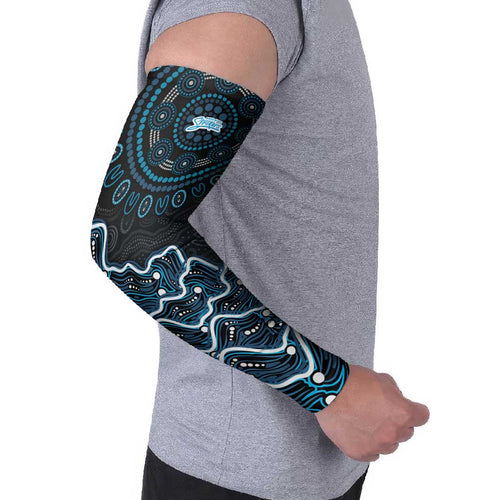 Adelaide Strikers Cricket Mascot Arm Sleeves Aboriginal Dot Art Blue And Black Tribal Pattern