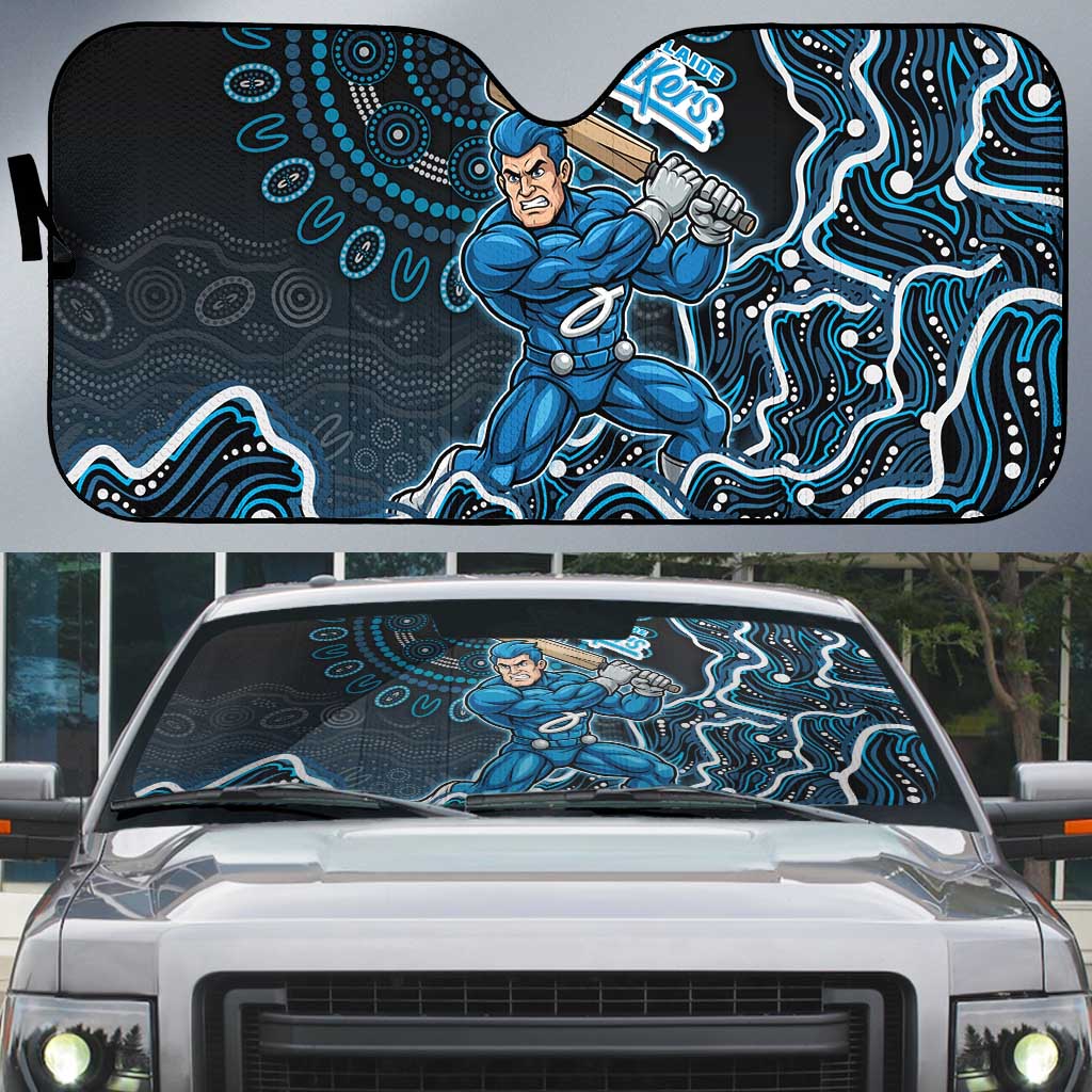 Adelaide Strikers Cricket Mascot Auto Sun Shade Aboriginal Dot Art Blue And Black Tribal Pattern