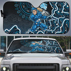 Adelaide Strikers Cricket Mascot Auto Sun Shade Aboriginal Dot Art Blue And Black Tribal Pattern