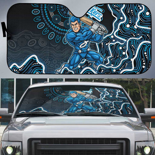 Adelaide Strikers Cricket Mascot Auto Sun Shade Aboriginal Dot Art Blue And Black Tribal Pattern